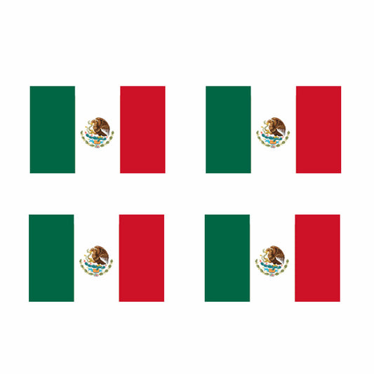 Set of 4 Mexico Flag Iron on Screen Print Transfers for Fabrics Machine Washable Mexican Flag patch