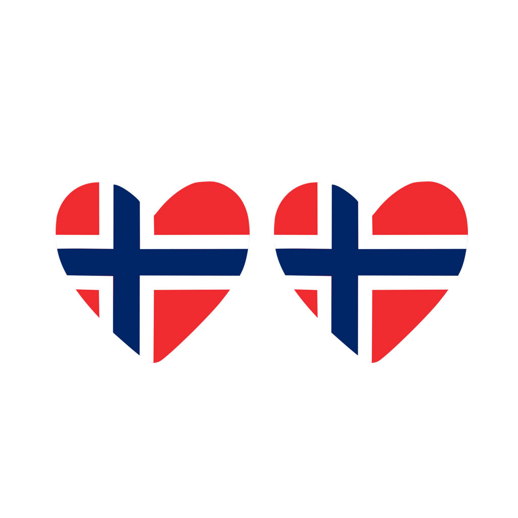 2 × Norway Flag Heart Temporary Tattoos – Norwegian Team Support Face & Body art