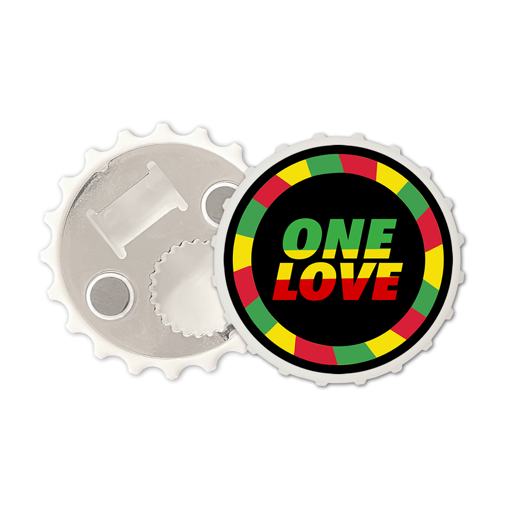 One love Magnetic bottle cap opener fridge magnet Jamaican Rasta flag