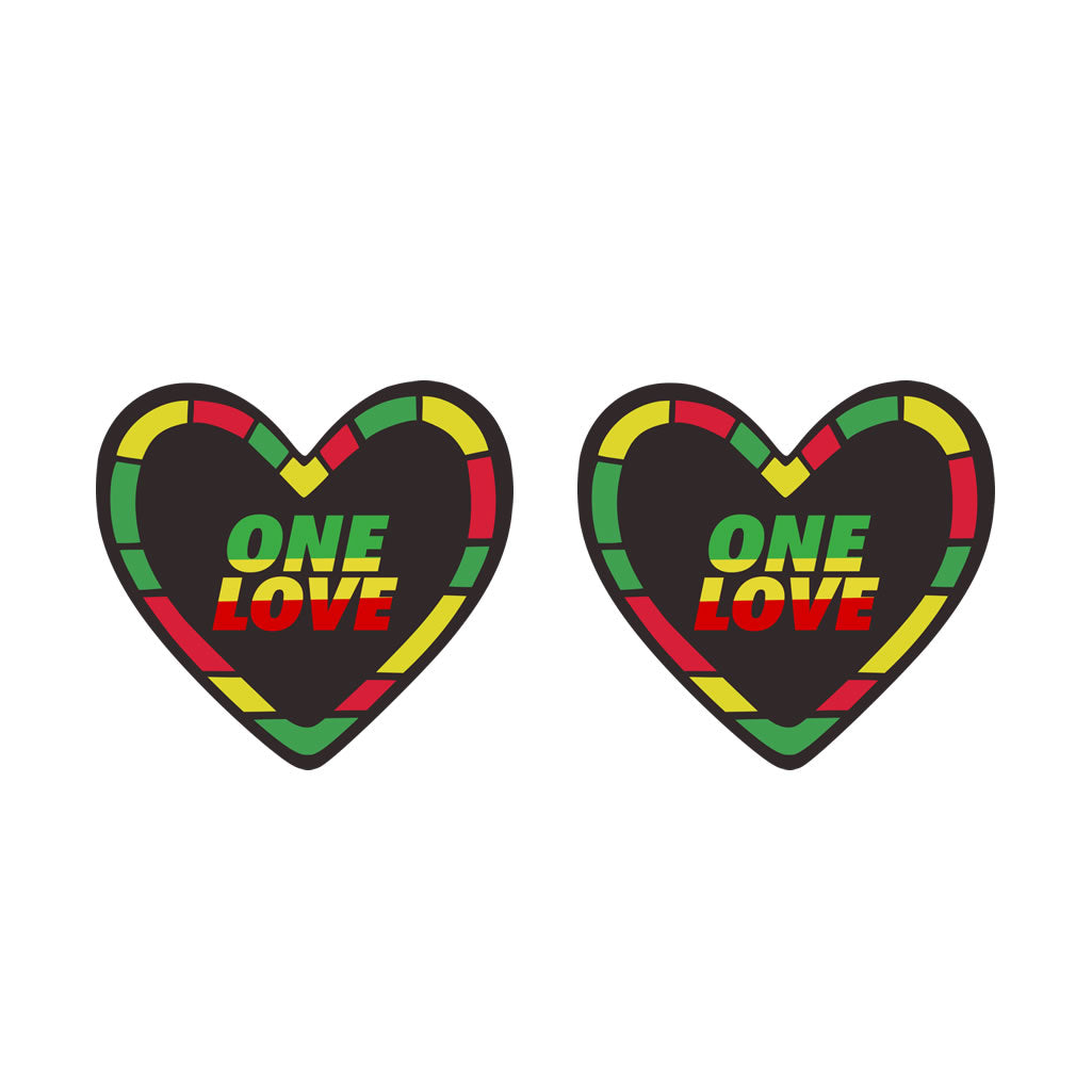 One Love Heart Temporary Tattoos – 2 Pack, Rasta Flag, Jamaica Rastafari Body Art
