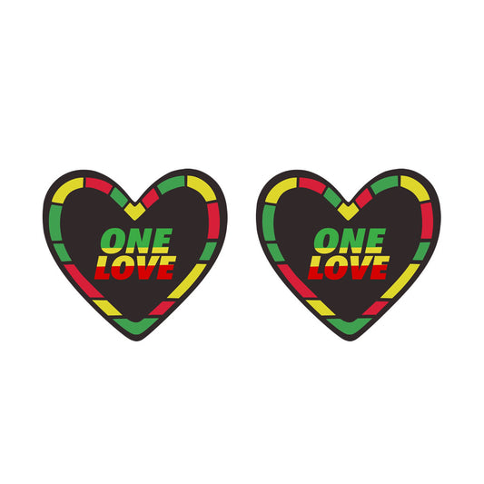 One Love Heart Temporary Tattoos – 2 Pack, Rasta Flag, Jamaica Rastafari Body Art