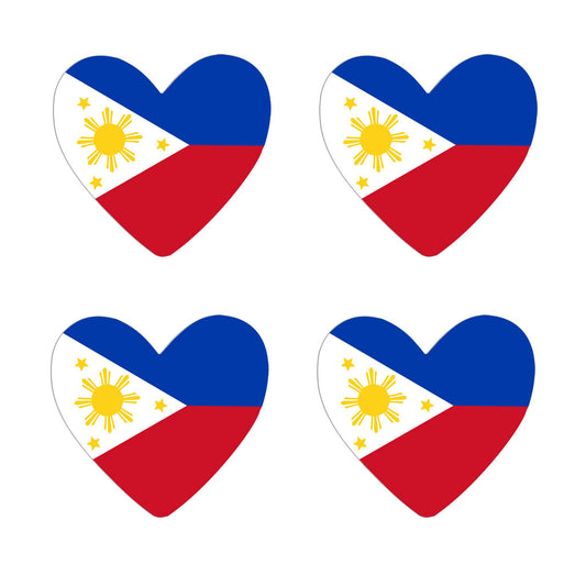 4 X Philippines flag Heart Iron on Screen Print transfer Filipino Team