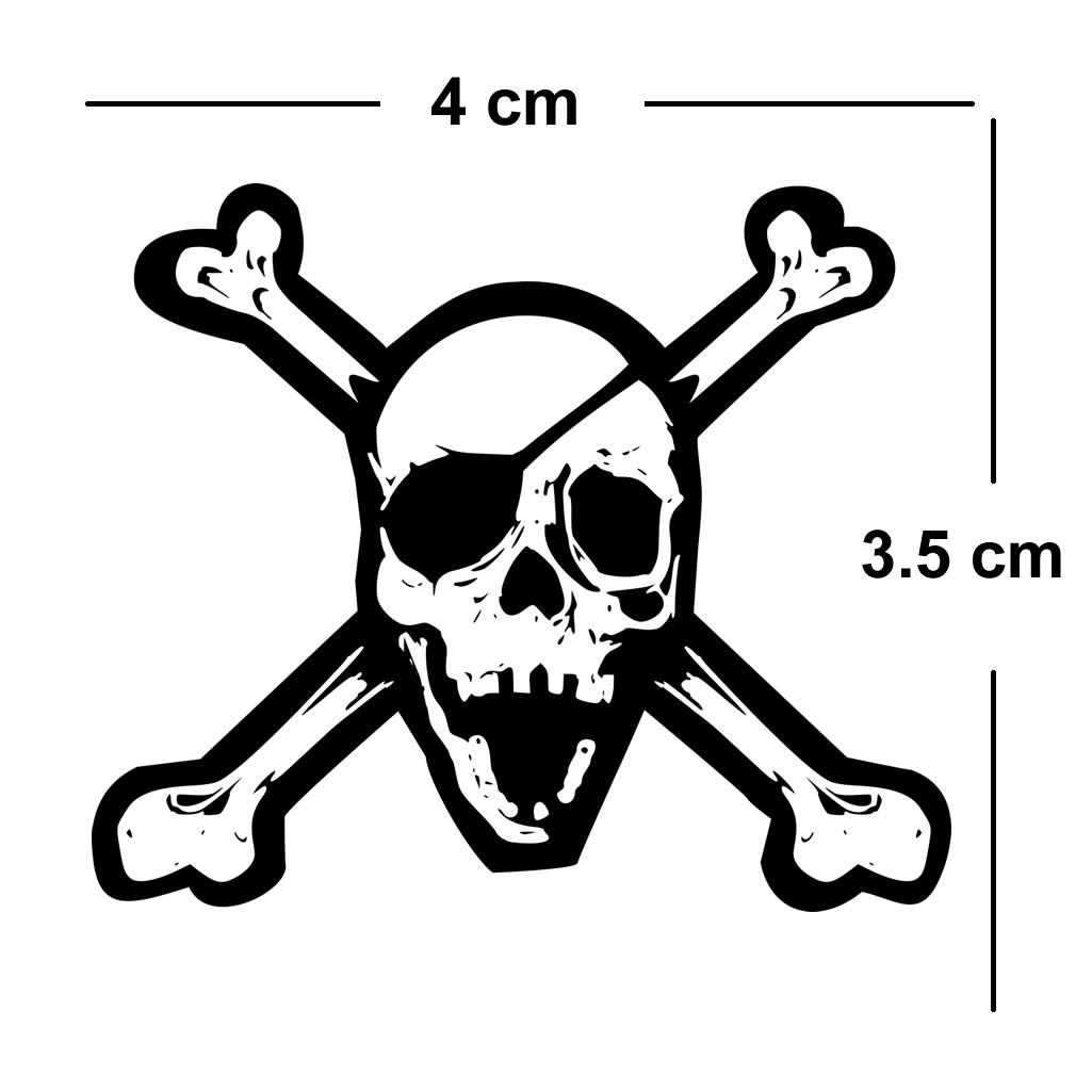 Skull and Bones Semi Permanent Tattoo Waterproof Lasts 1 - 2 weeks pirate theme
