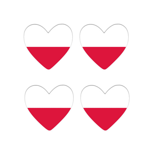 4 X Poland flag Heart Iron on transfer