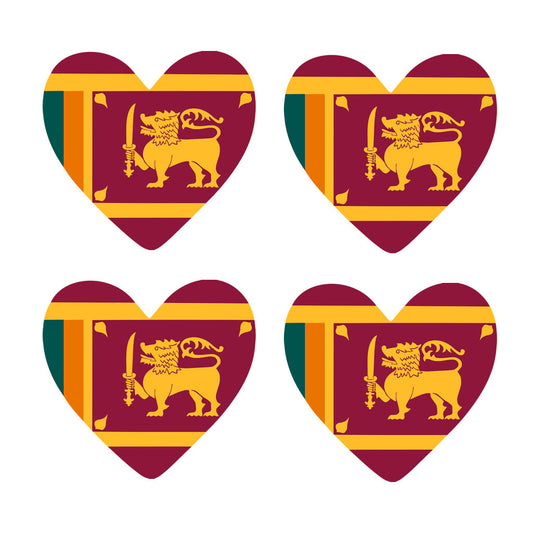 4 X Sri Lanka flag Heart Iron on transfer