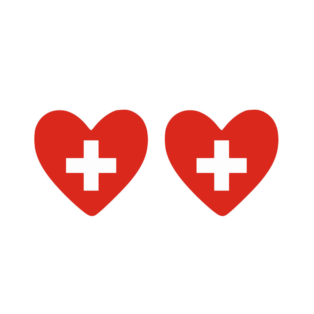 2 × Swiss Flag Heart Temporary Tattoos – Switzerland Team Support Face Body art