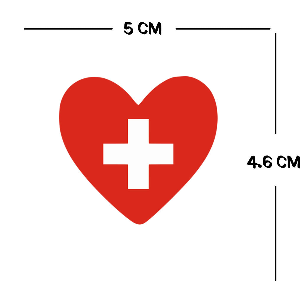 2 × Swiss Flag Heart Temporary Tattoos – Switzerland Team Support Face Body art