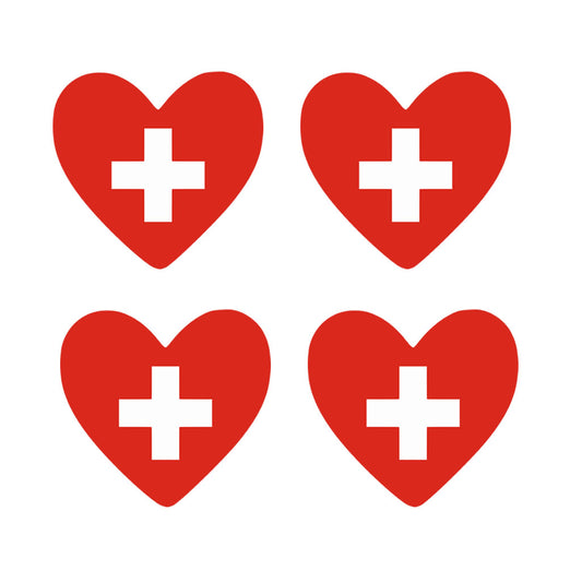 4 X Swiss flag Heart Iron on transfer