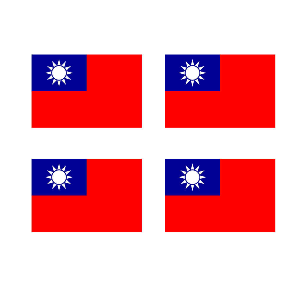 Set of 4 x Taiwan Flag Iron on Screen Print Transfers for Fabrics Machine Washable Taiwanese Flag patch