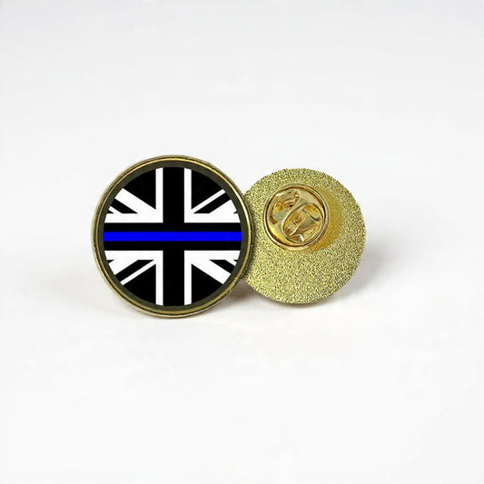 Thin Blue Line Lapel Pin – Front Line UK Police Support Flag Badge first responders