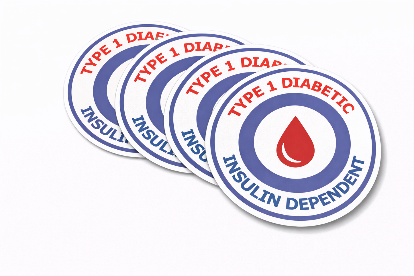 4 PACK Medical Alert Type 1 Diabetic waterproof Matte vinyl sticker
