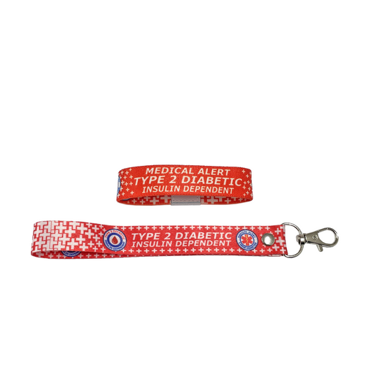Set of Type 2 Diabetic elastic Wrist band wristband / Key tag gift diabetes
