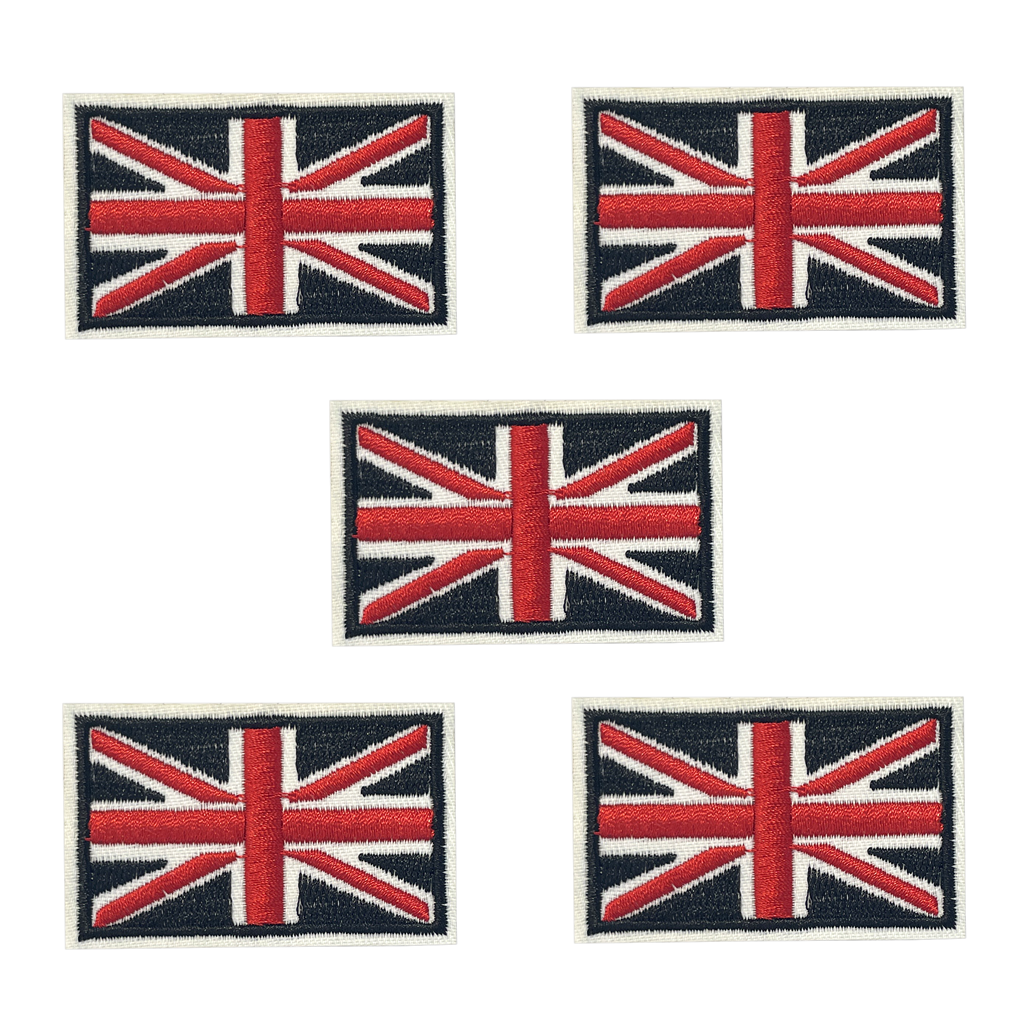 Set of 5 X UNION JACK Embroidery Patch Iron on or Sew on Embroidered Motif Transfer UK FLAG UNITED KINGDOM GB