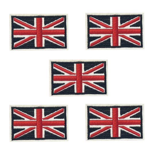 Set of 5 X UNION JACK Embroidery Patch Iron on or Sew on Embroidered Motif Transfer UK FLAG UNITED KINGDOM GB