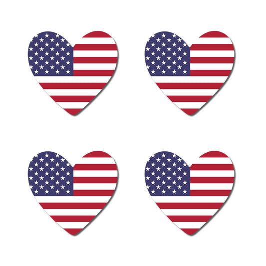 Set of 4 x USA Flag Heart Iron on Transfer for fabric UNITED STATES Team Support