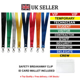 Printed or plain Lanyard - Personalised, custom, neck strap, ID HOLDER included Safety Breakaway Clip UK Stock