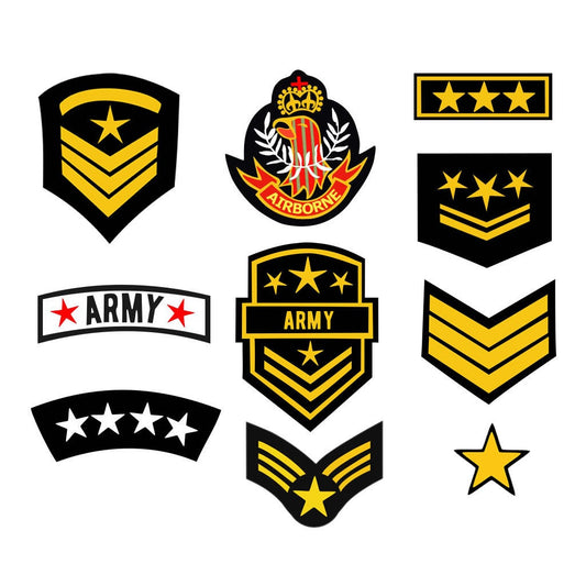 Set of 10 Iron on Army Screen Print Transfers
