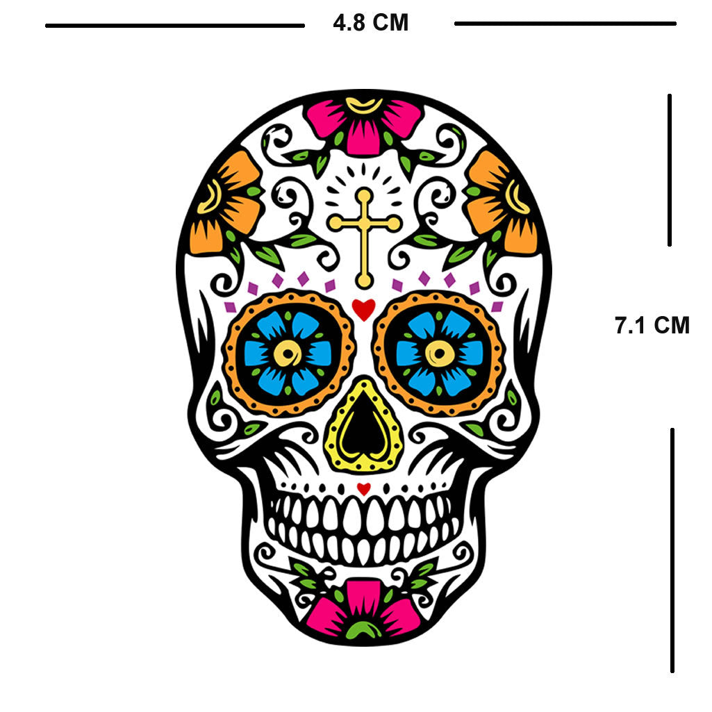 Set of 2 Suger Skull DIY IRON ON Screen print Patch for fabric transfer Calavera Machine Washable Day of the Dead All Souls' Day