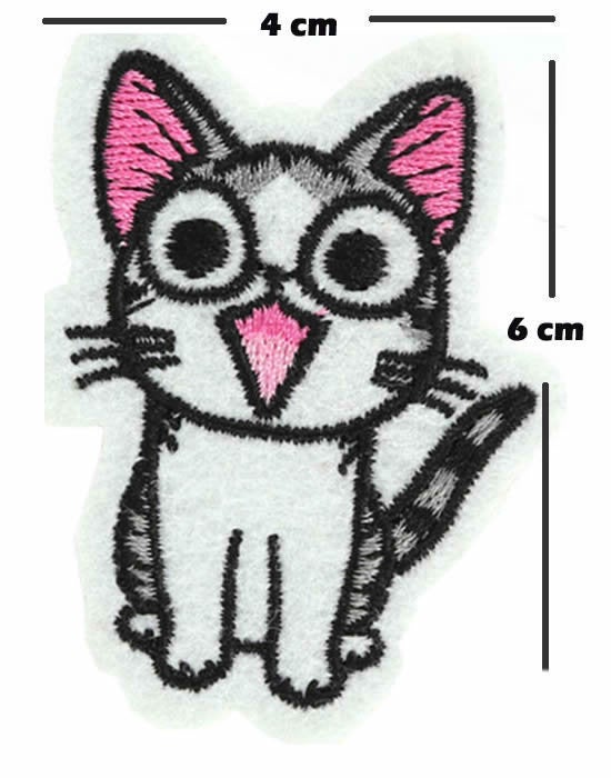 Set of 3 Cats Rose Iron / Sew On Embroidered Patch Cat Badge Feline Embroidery