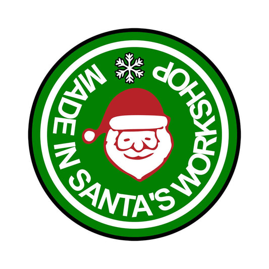 Made in Santa's Workshop Iron on Screen Print Transfers for Fabrics Machine Washable Father Christmas patch