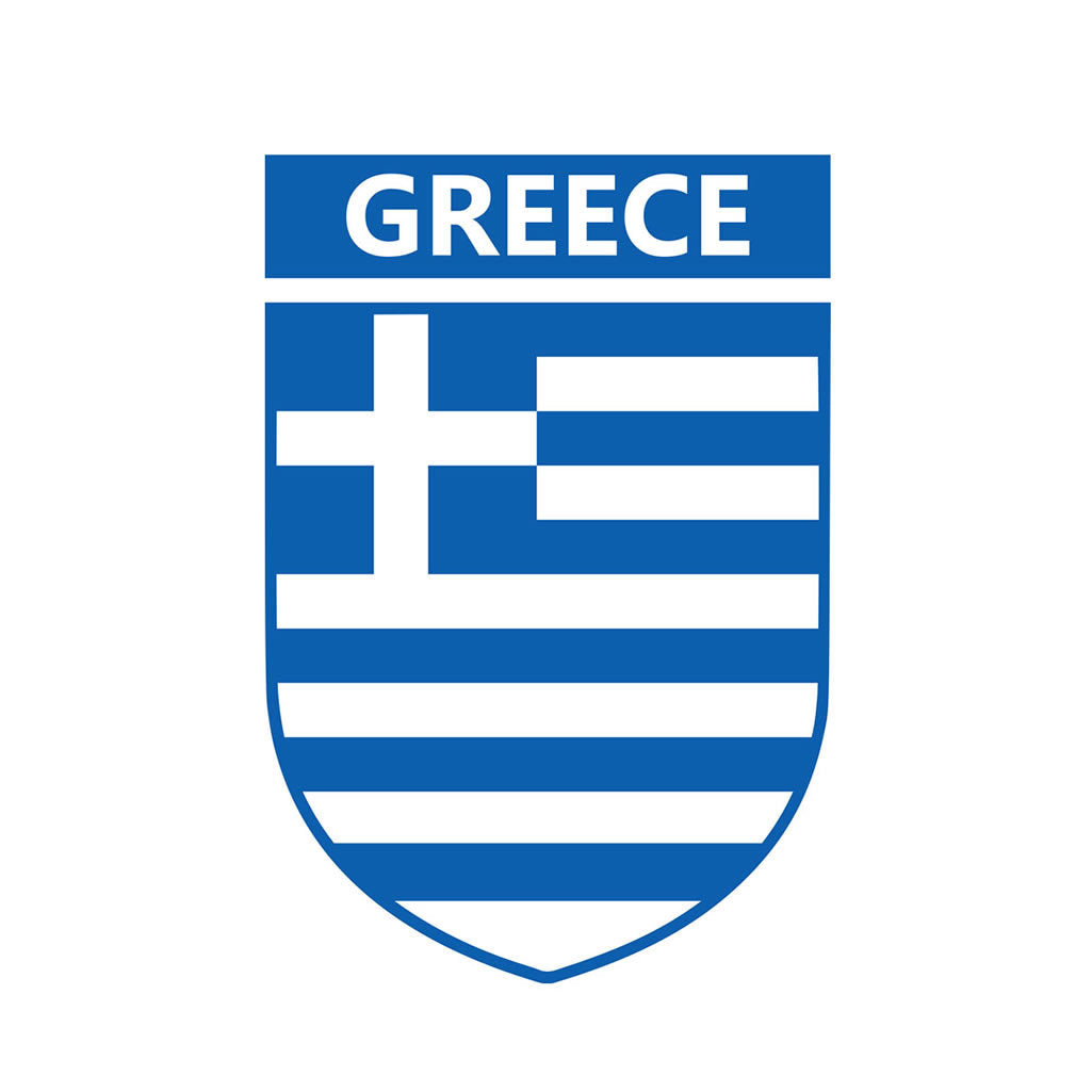 Set of 2 x Greece Team Crest Iron on Screen Print Transfers for Fabrics Machine Washable Greek Flag Crest patch