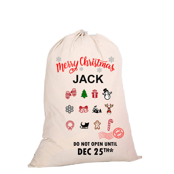 Personalized Santa Sack Christmas Bag - Santa Sacks Snow Man tree Jingle Bells
