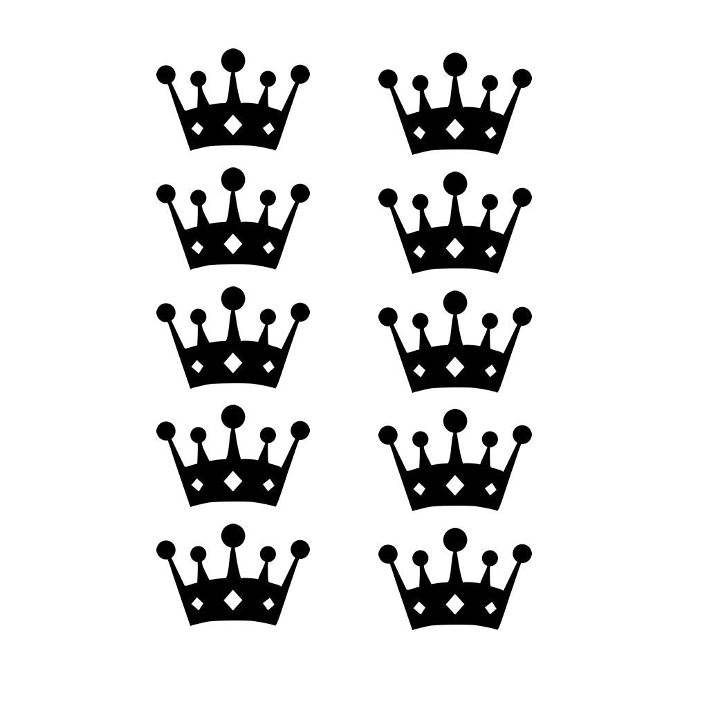 Set of  10 Crowns Temporary Tattoo Waterproof Golden Royal princess prince Crown