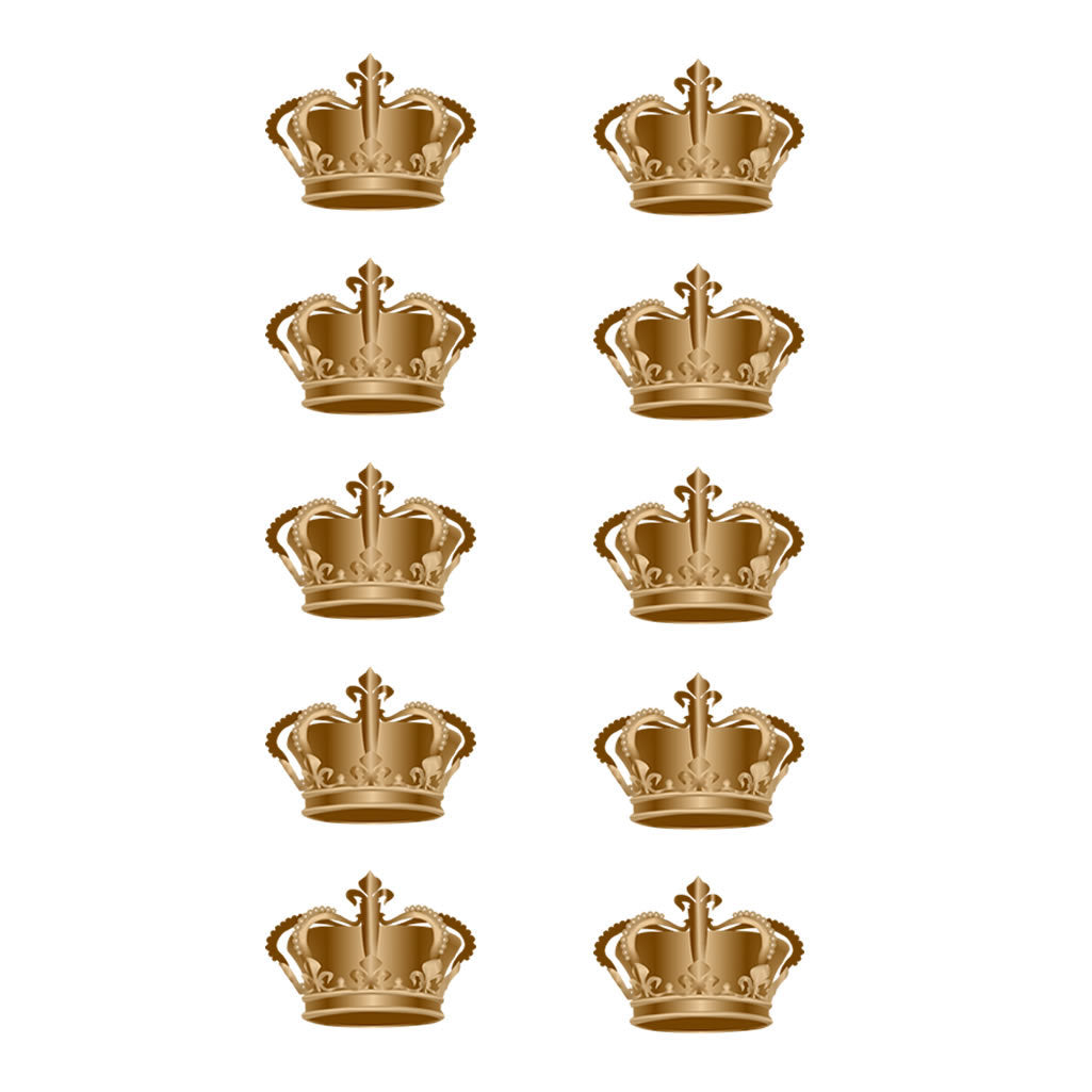 Set of  10 Crowns Temporary Tattoo Waterproof Golden Royal princess prince Crown