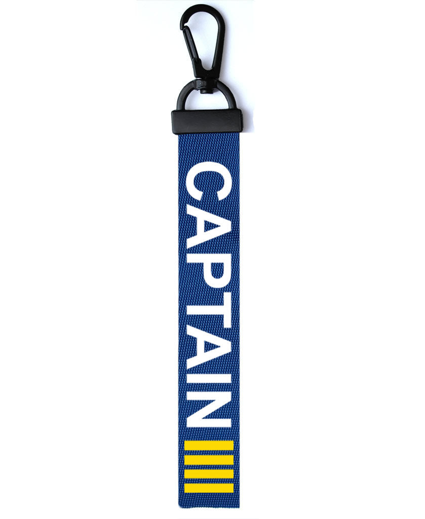 Captain Key Chain Key ring Luggage Custom Name Text Tag Commander Zipper Pull