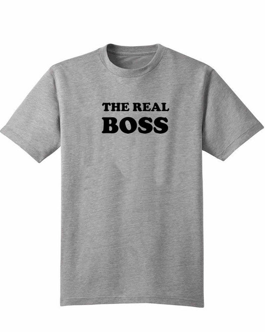 KIDS The Real Boss print unisex print Tshirt Top crew neck T-shirt