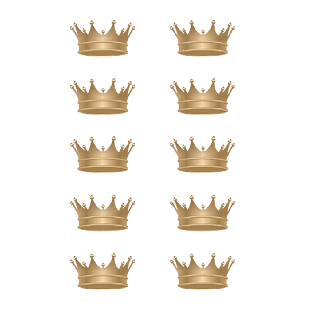 Set of  10 Crowns Temporary Tattoo Waterproof Golden Royal princess prince Crown
