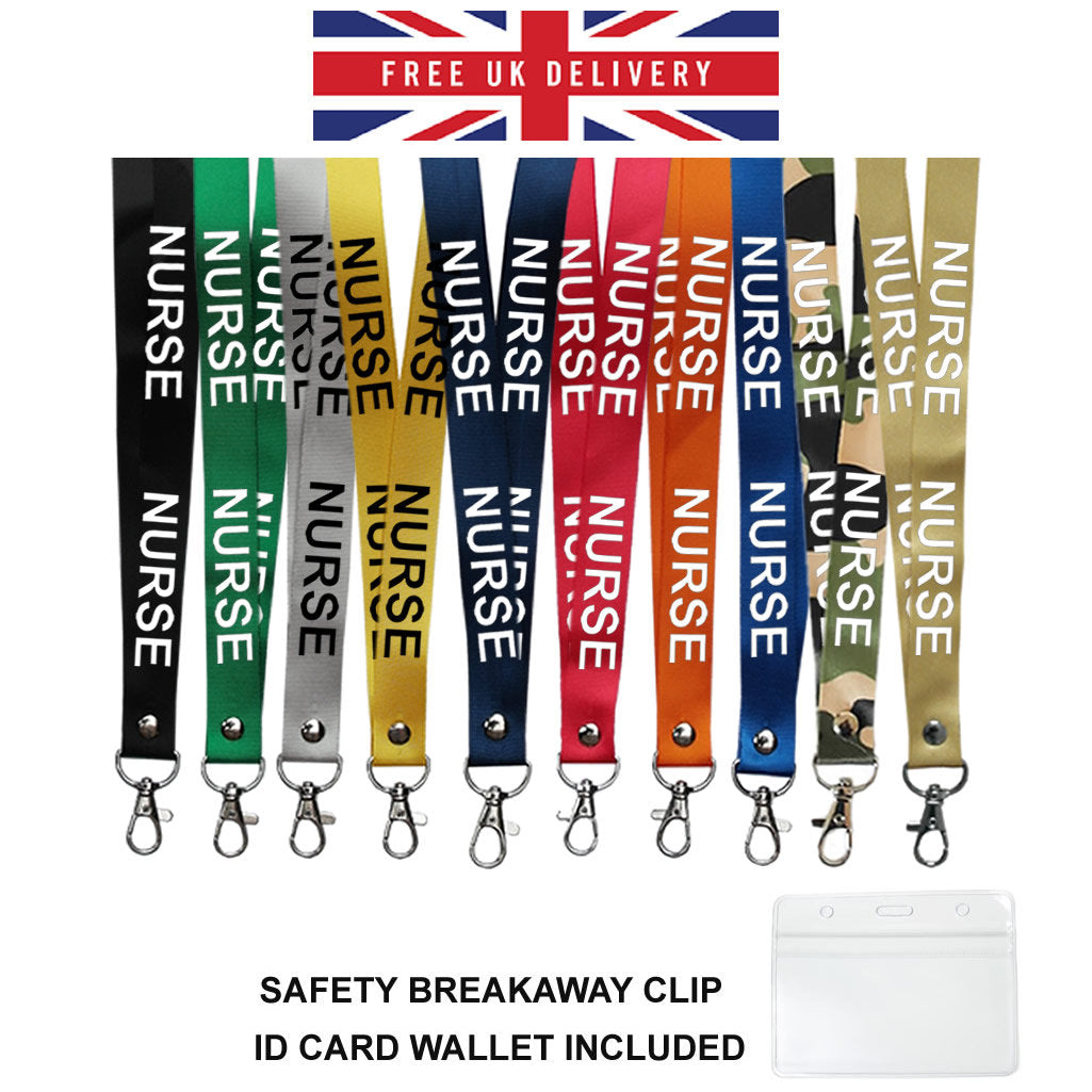 Nurse printed Lanyard neck strap, ID HOLDER included Safety Breakaway Clip UK Stock Nhs health worker carer staff