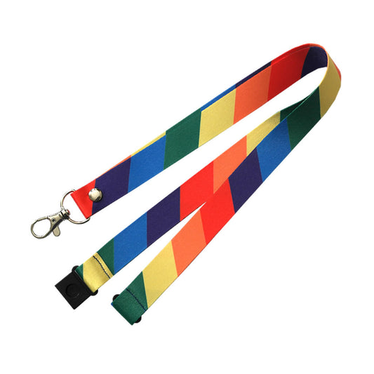 Rainbow Lanyard neck strap, ID HOLDER Safety Breakaway Clip UK Stock